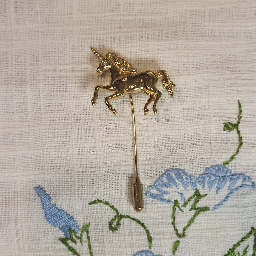 Vintage Gold Tone Unicorn Stick  Pin